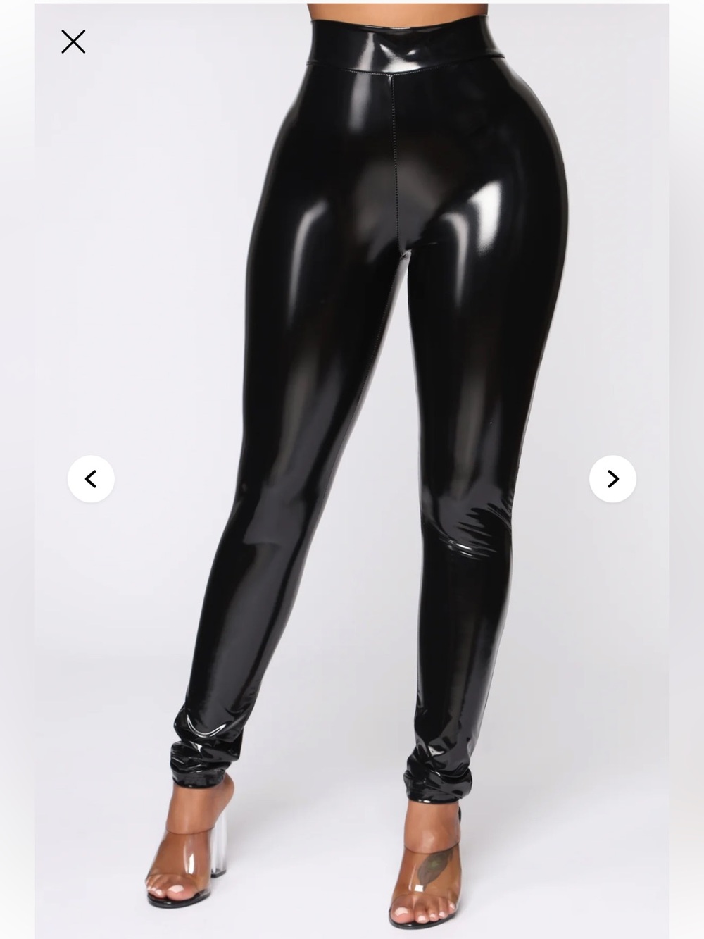 Fashion Nova High-Waist Shiny Black Vegan Leather Leggings